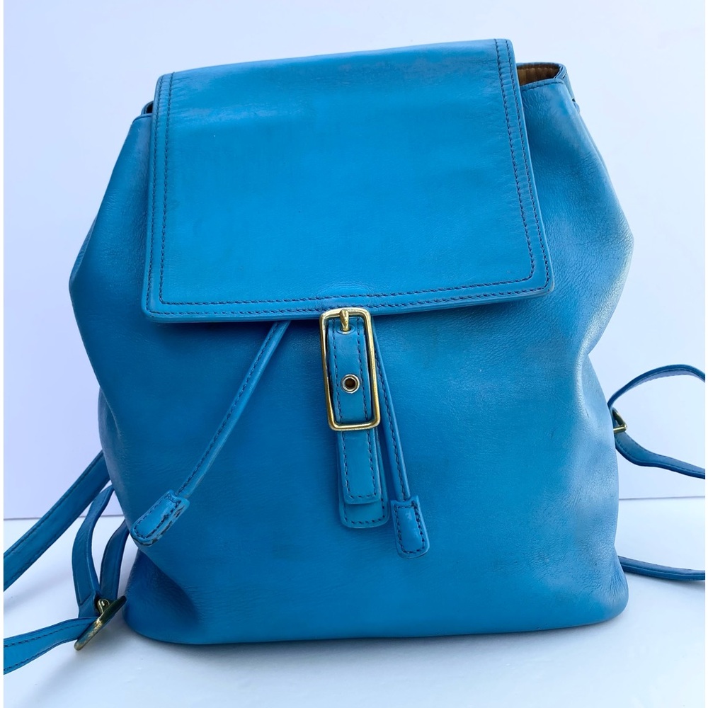 Coach Blue Leather Backpack